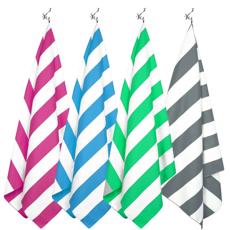 Your Choice Microfiber Quick Dry Sand-Free Beach Towel for Adults & Kids - Oversized, Compact, Lightweight, Absorben - Travel Towel - Set of 4 Pack - Light Blue, Green, Rose Red, Gray - 67x35 Inch - Image 1